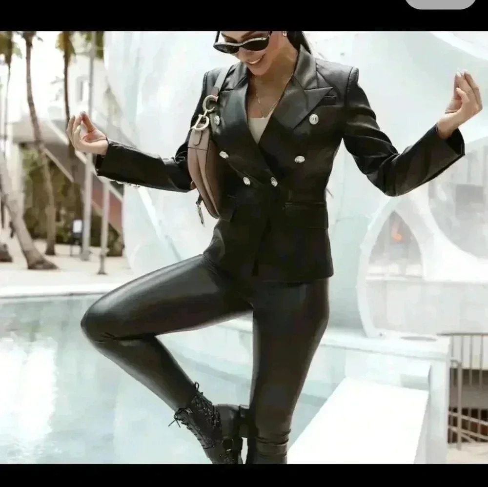 Women's Black Double-Breasted Jacket